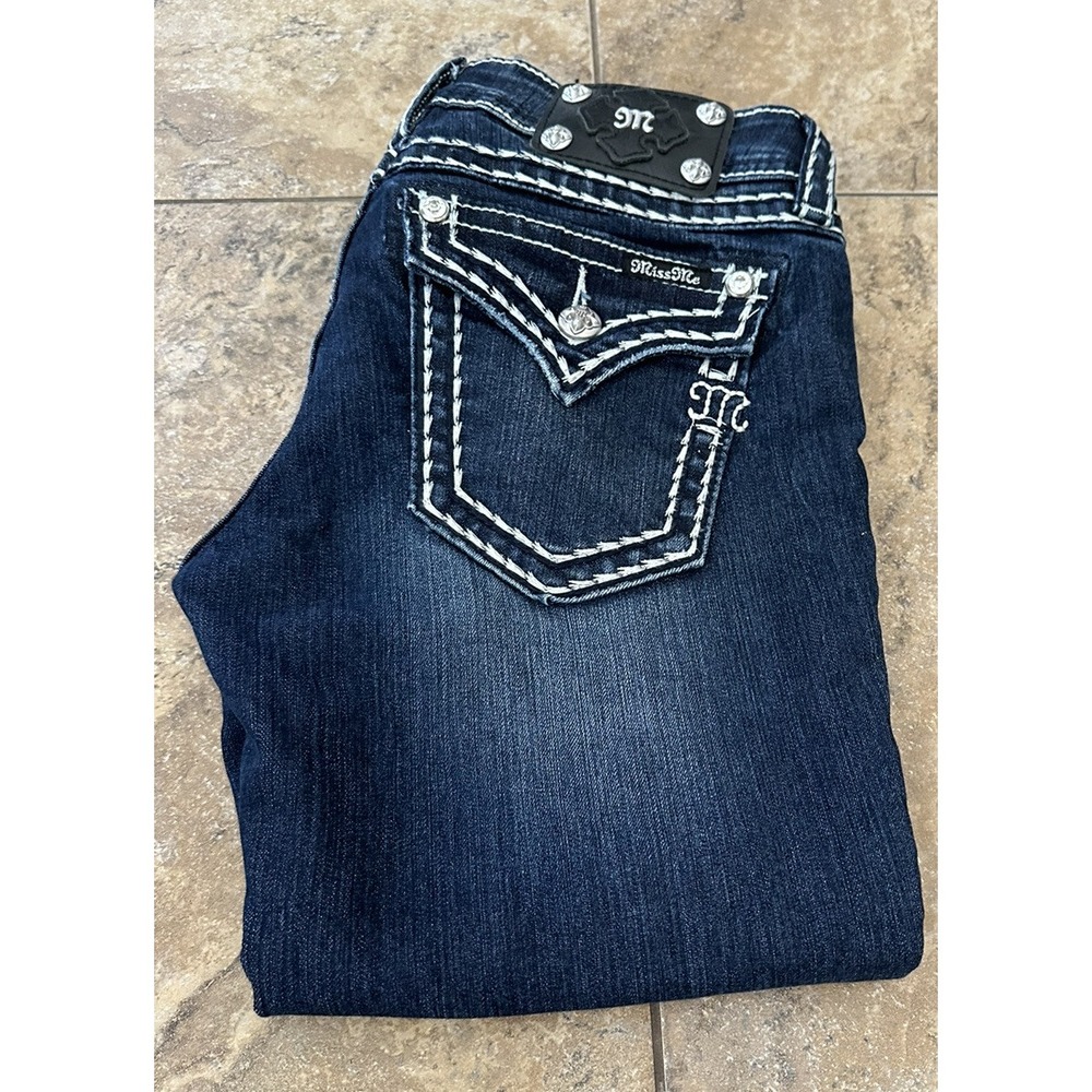 Miss Me women's Signature Cuffed Capri Jeans Pants size 28 X22 Blue